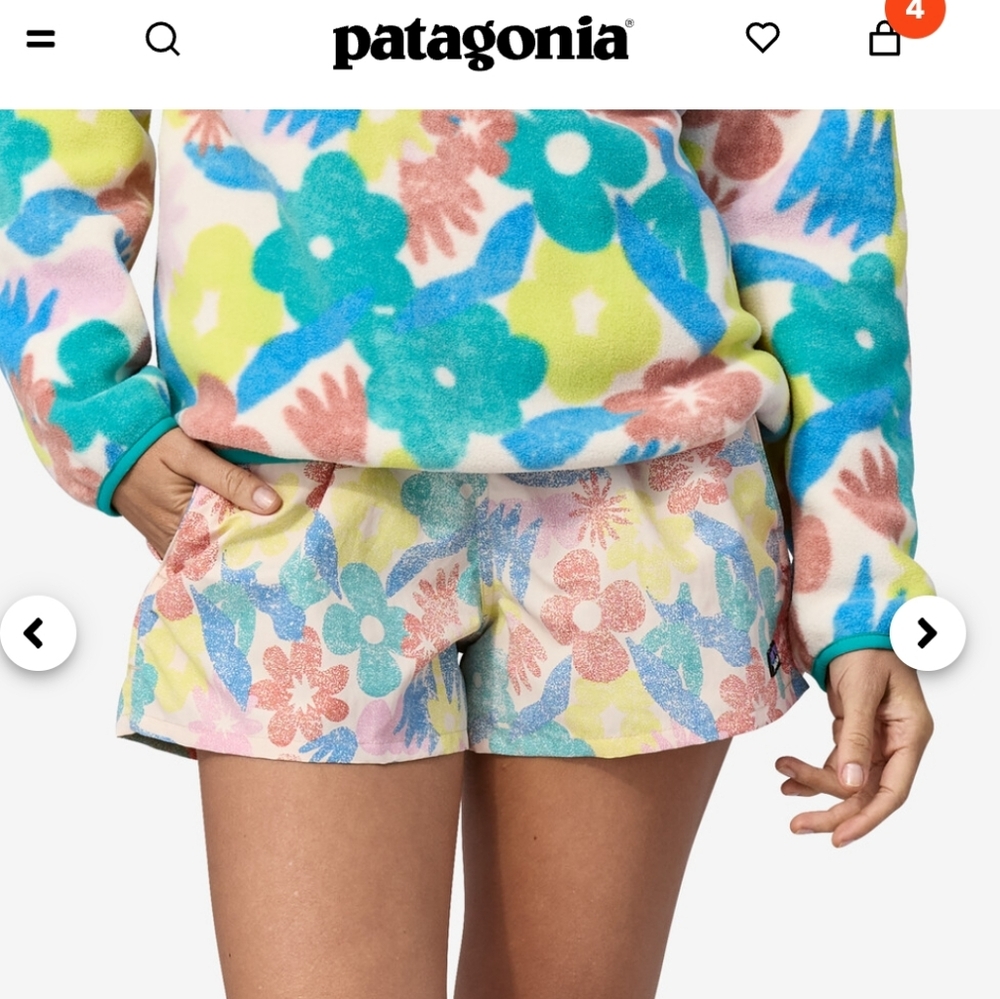 NWT Womens Patagonia Barely Baggies 2.5" Floral Pastel Channeling Spring sz: M